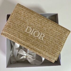 Authentic Christian Dior Raffia/Rattan Beauty Clutch Pouch Limited Edition 2023
